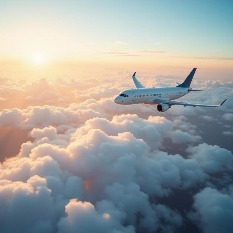 Airplane Soaring Above Clouds