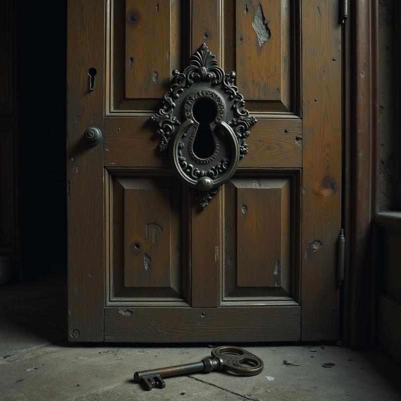 An old key and a locked door in a dream