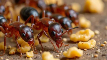 Ants carrying food