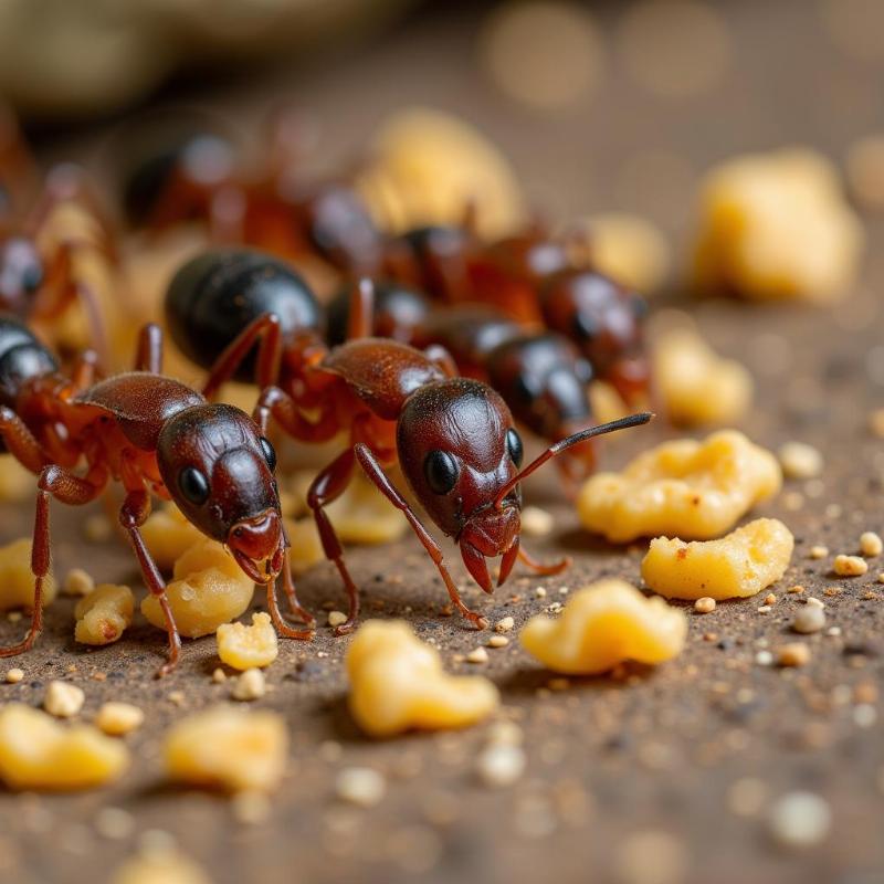 Ants carrying food