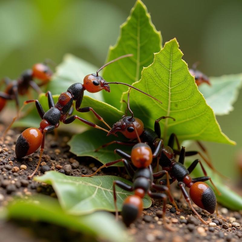 Ants Carrying Leaves