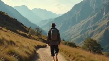 Barefoot Pilgrim on a Path