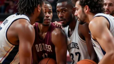 Basketball Team Huddle