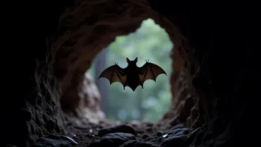 Bat silhouette in a dark cave