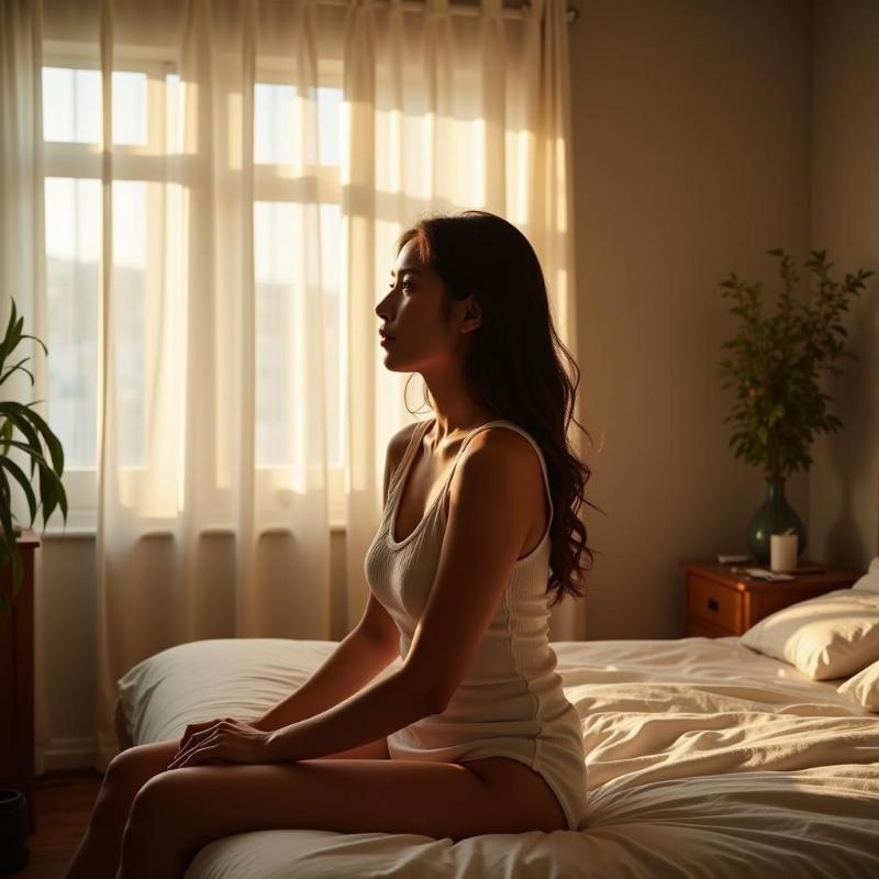 Woman pondering the meaning of her bathing dream