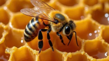 Bee on a honeycomb