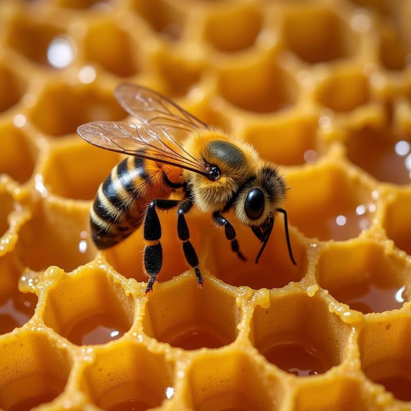 Bee on a honeycomb