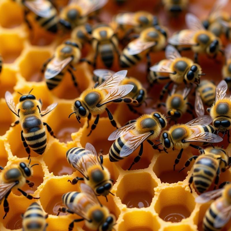 Bees working on honeycomb