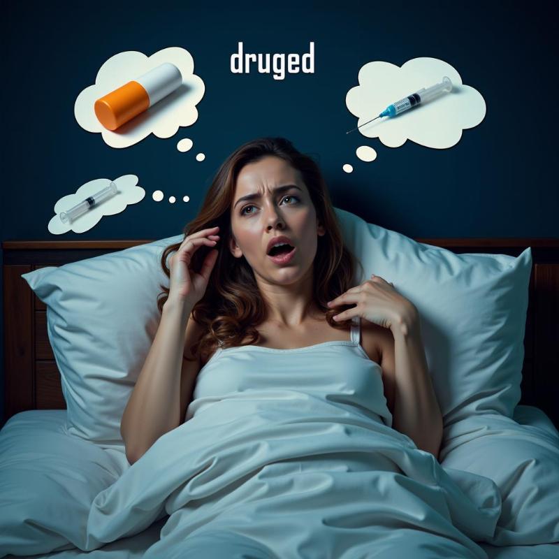 Woman feeling trapped in a dream about being drugged