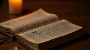 open bible with candlelight