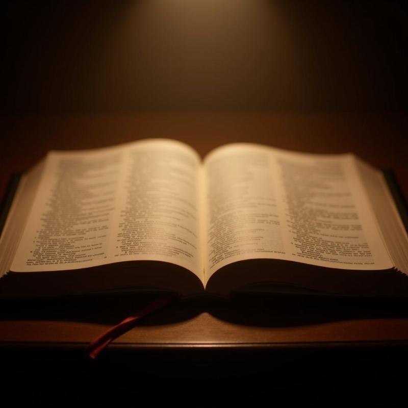 Open Bible with a soft light shining on the pages