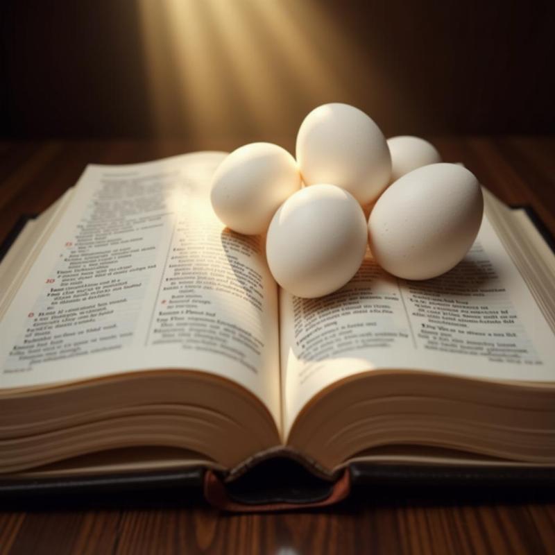 Open Bible with eggs symbolizing resurrection