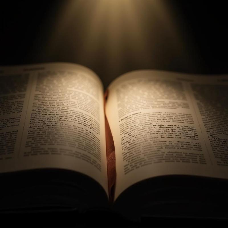 Open Bible with a beam of light on the word Dreams