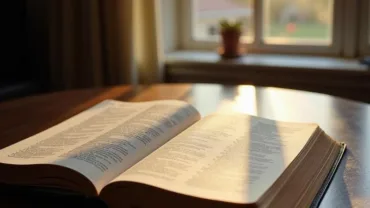 Bible open to Psalms with light shining through