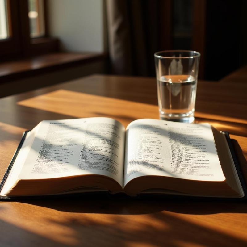 Open Bible and Water Glass