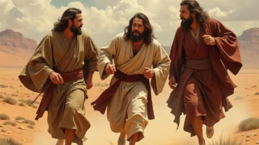 Biblical figures running