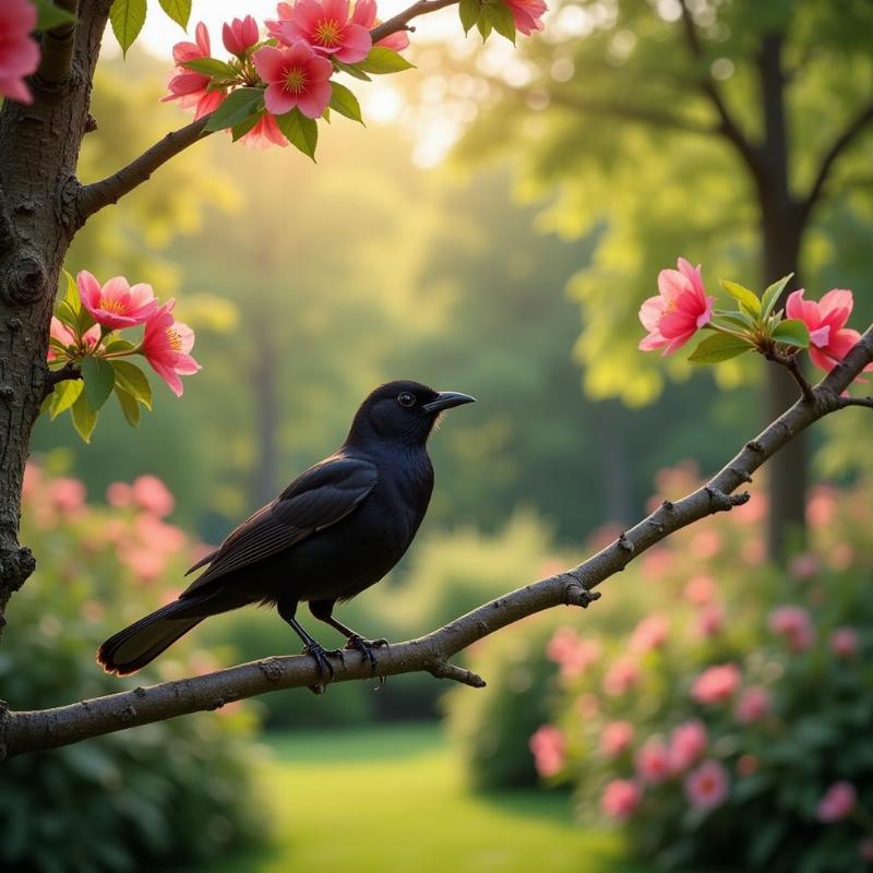 Black Bird in Dream - Peaceful Setting