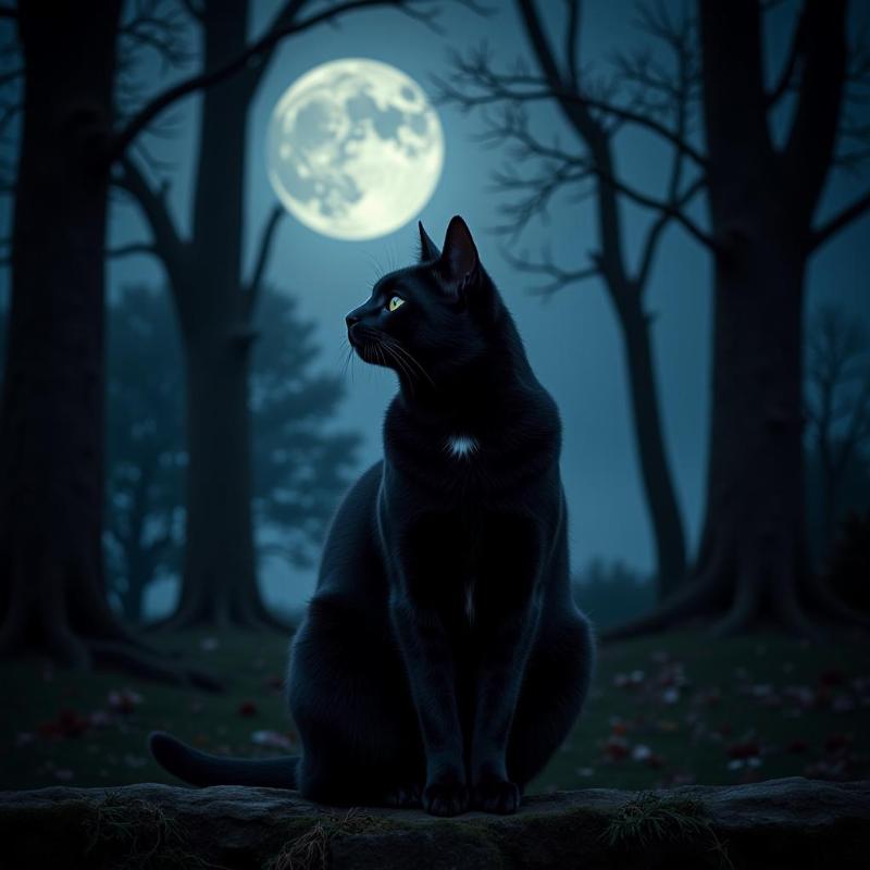 Black Cat in Moonlight Dream Symbol