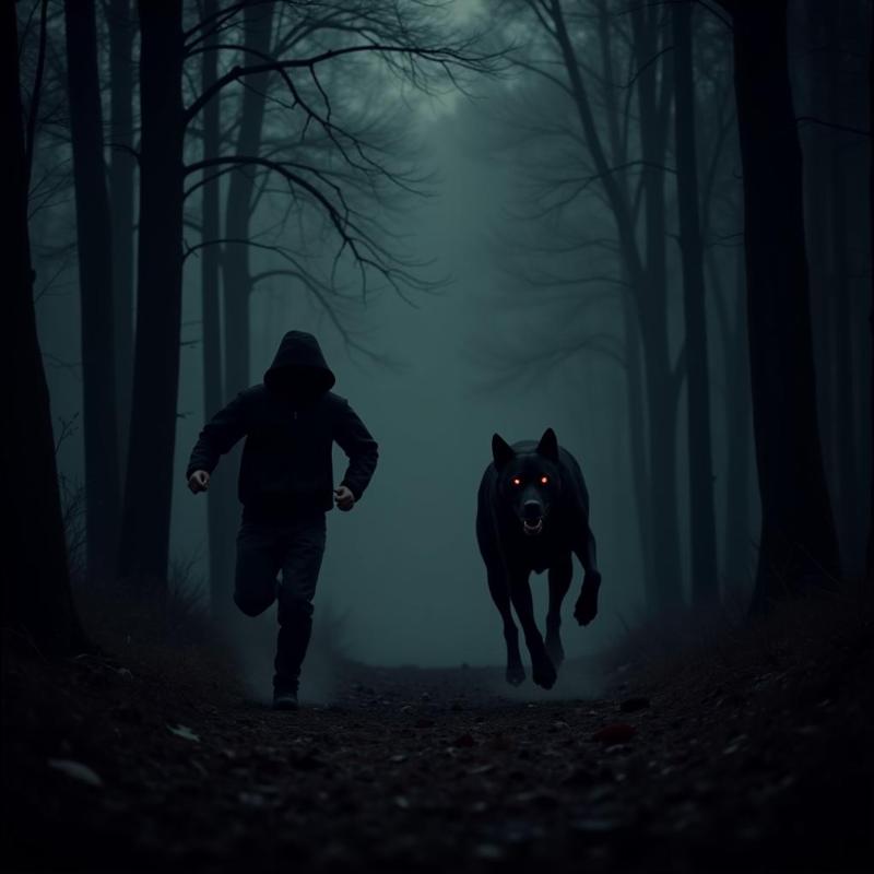 Black Dog Chasing a Figure - Dream Interpretation