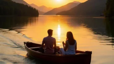 Couple Enjoying a Peaceful Boat Ride