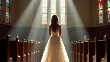 Bride in White Standing in Church