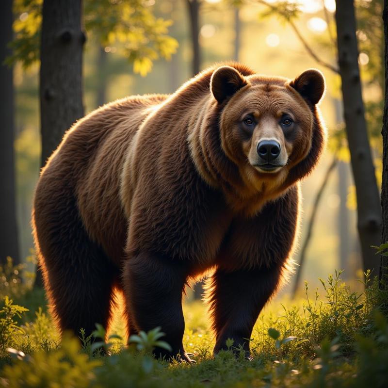 Brown bear standing in a forest