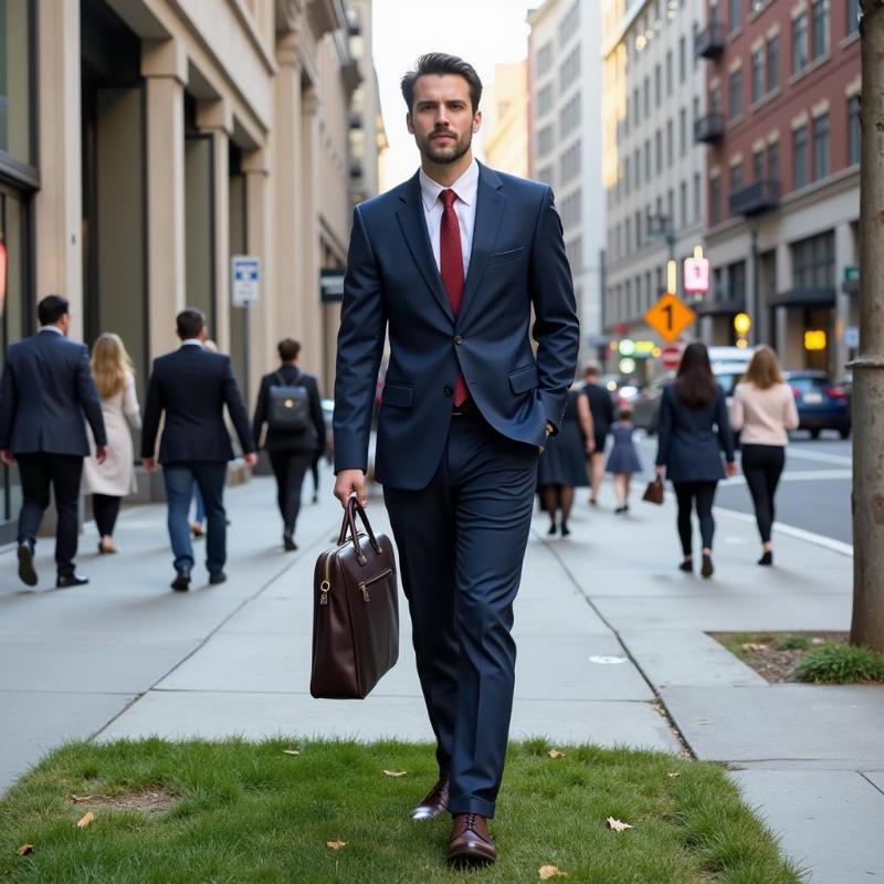 Businessman feeling exposed walking barefoot