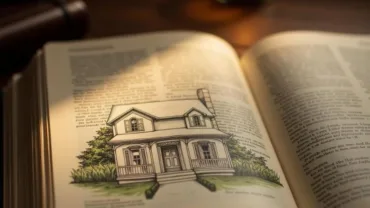 Open Bible with a Light Shining on a Drawing of a House