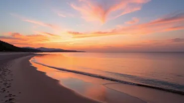 Peaceful sunset over a calm beach