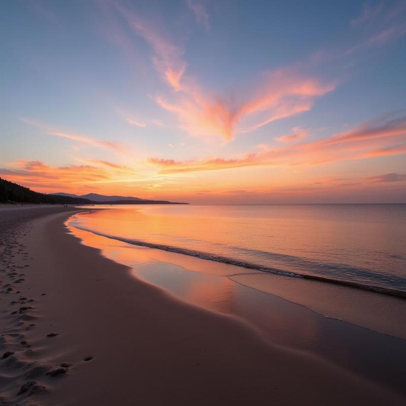 Peaceful sunset over a calm beach