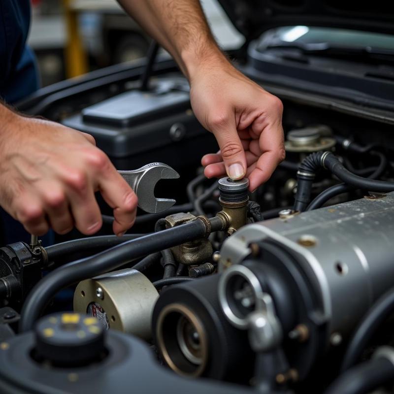 Seeking Support: A hand reaching out to help fix a car engine, representing the importance of seeking assistance and support during challenging times.