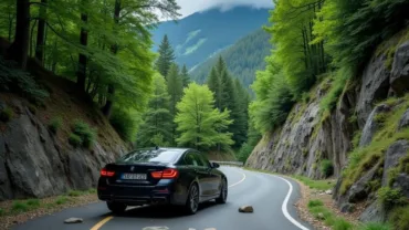 Car Swerving on a Mountain Road