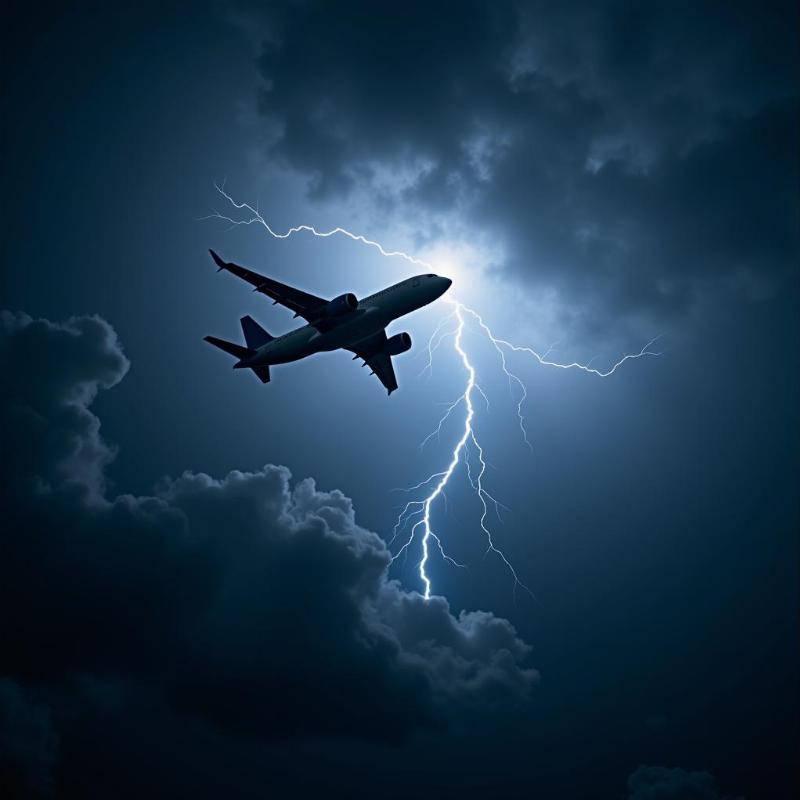 Turbulent skies with a plane nosediving, representing fear and loss of control