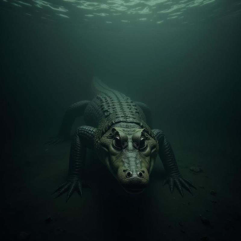 Crocodile Lurking in Water