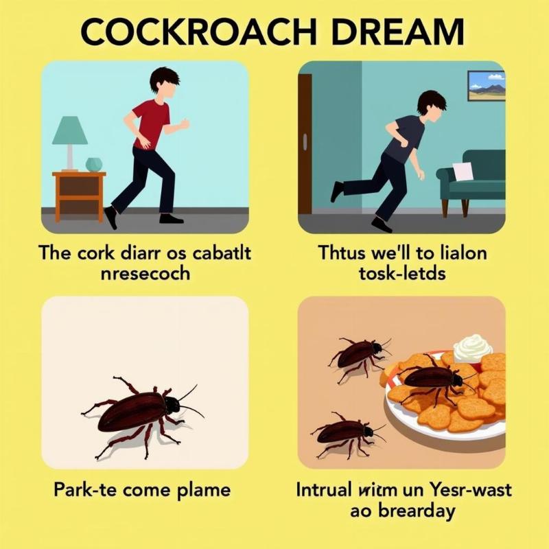 Different Cockroach Dream Scenarios: Visual representations of various cockroach dream scenarios and their potential interpretations.