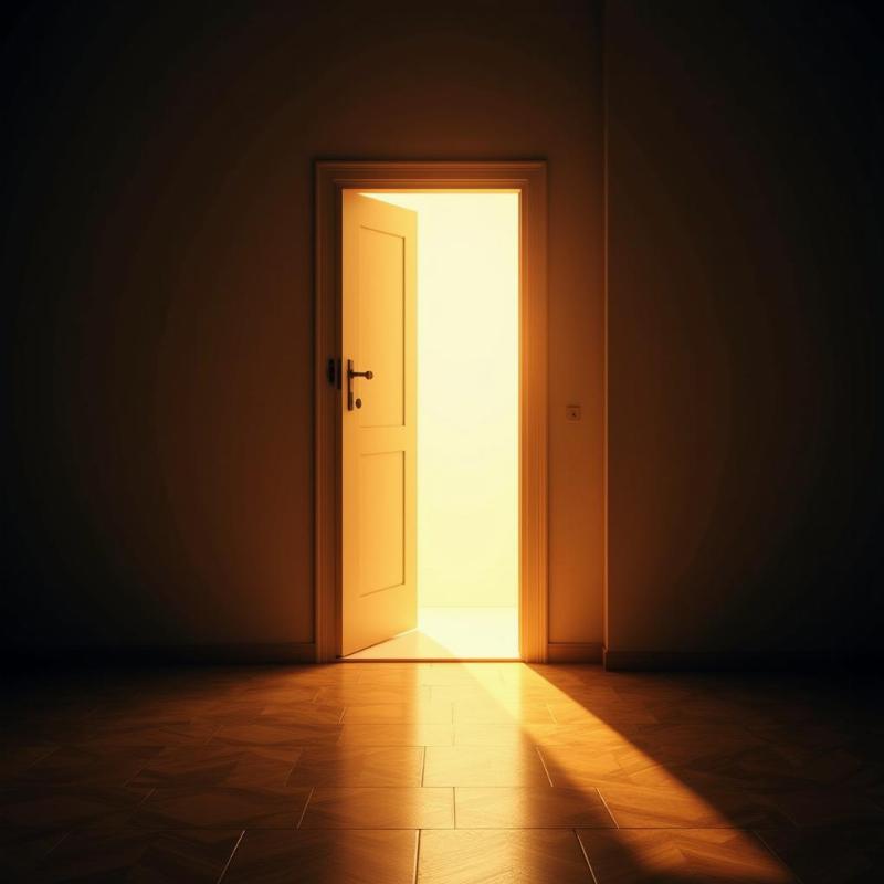 Open Door with Light Shining Through