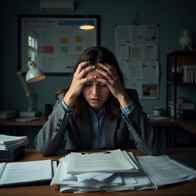 Woman Stressed in Office Dream