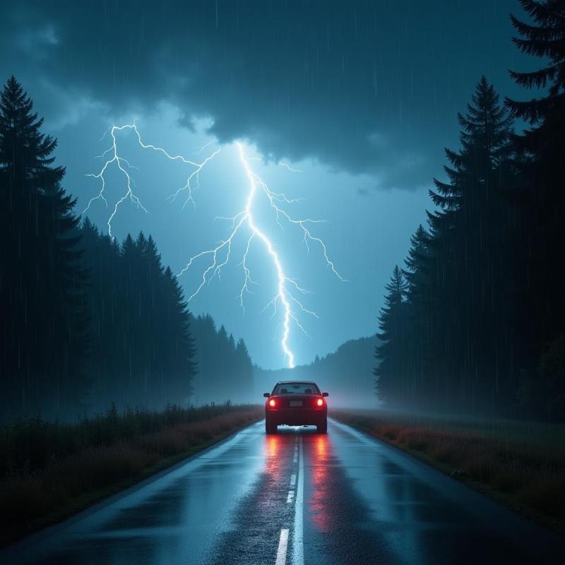 Navigating a Storm While Driving in a Dream