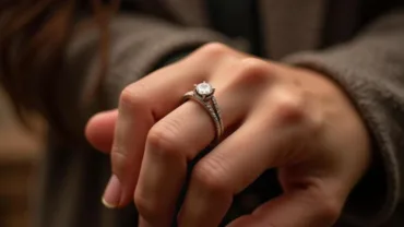 woman holding an engagement ring in her dream