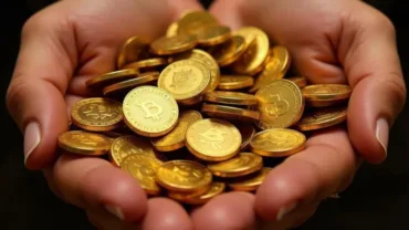 Gold coins spilling from a hand