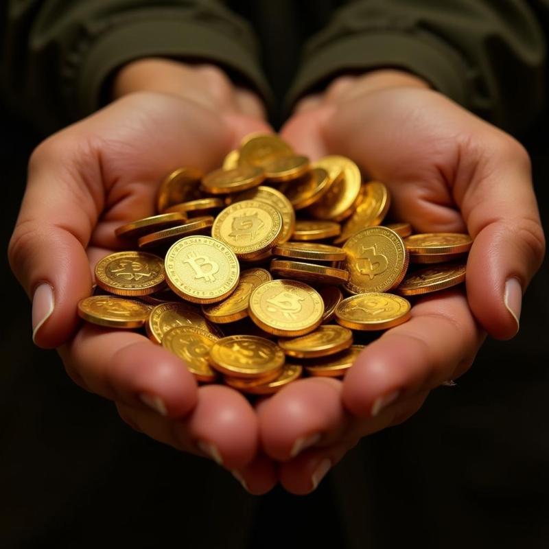 Gold coins spilling from a hand