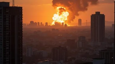 Explosion in a cityscape