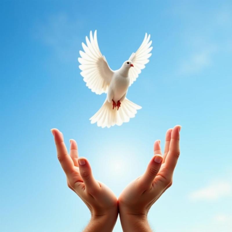 Open hands releasing a dove