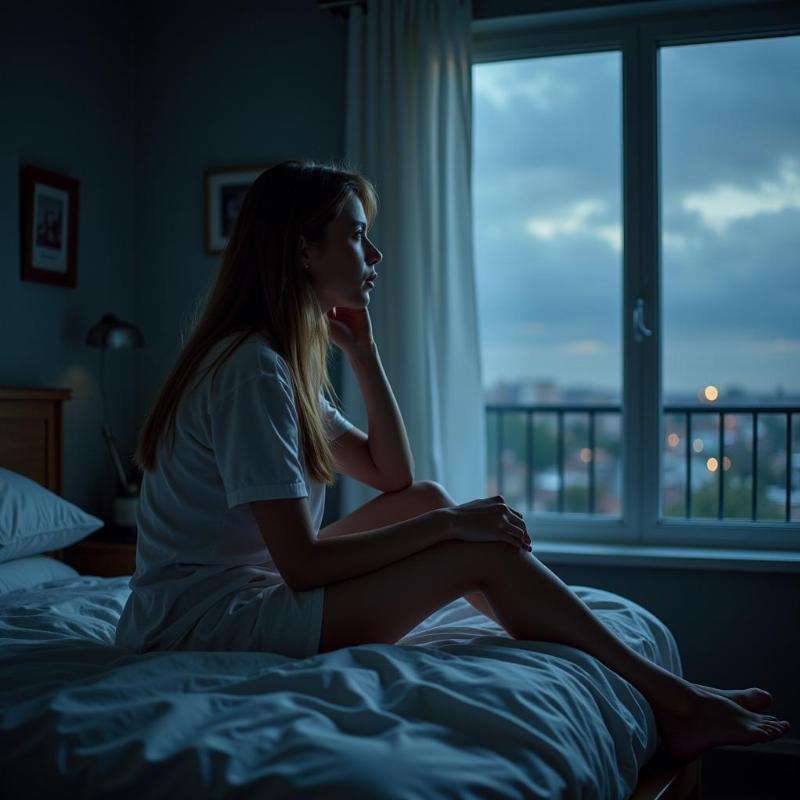 Woman Looking Thoughtful After Waking Up