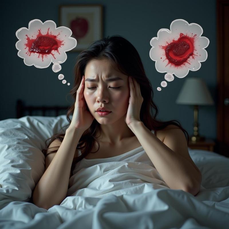 Woman experiencing anxiety in dream about menstrual blood