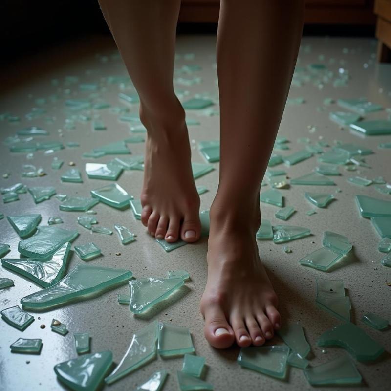 Walking on Shattered Glass in Dream