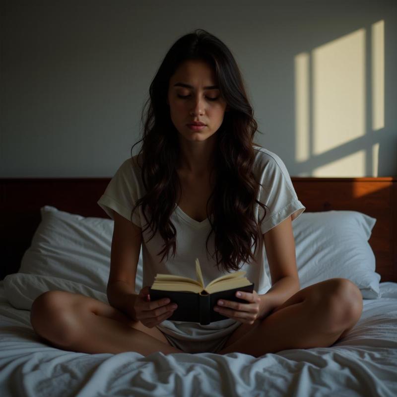 A person looking worried and holding a dream journal