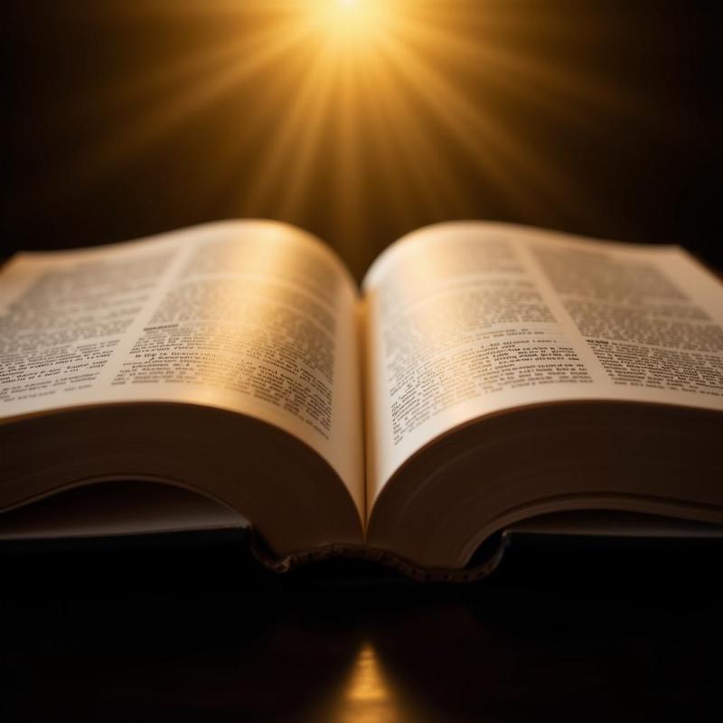 Open bible with a soft light shining down