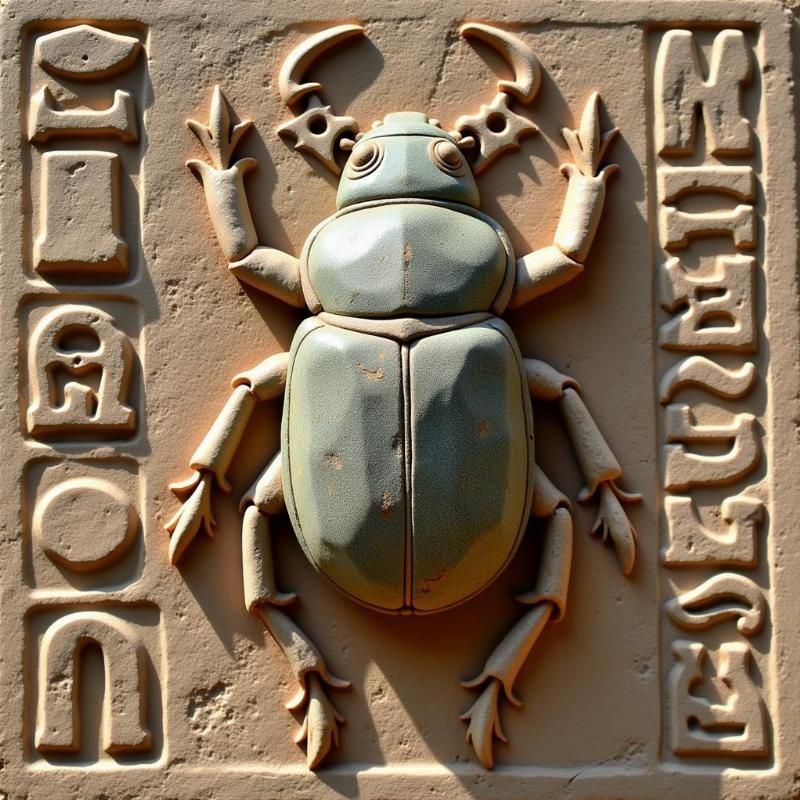 Ancient Egyptian Scarab Beetle Hieroglyphs