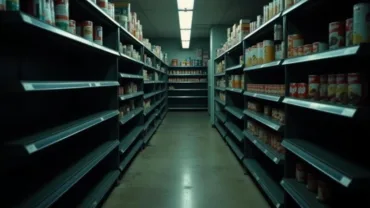 Empty grocery store shelves in a dream